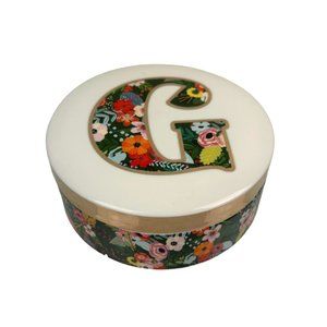 Mia Charro "G" Trinket Ceramic Pocelain Box, Floral Print Initial Pretty Gift